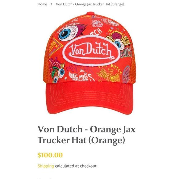 VonDutch Orange Jax Trucker Hat - Picture 2 of 9